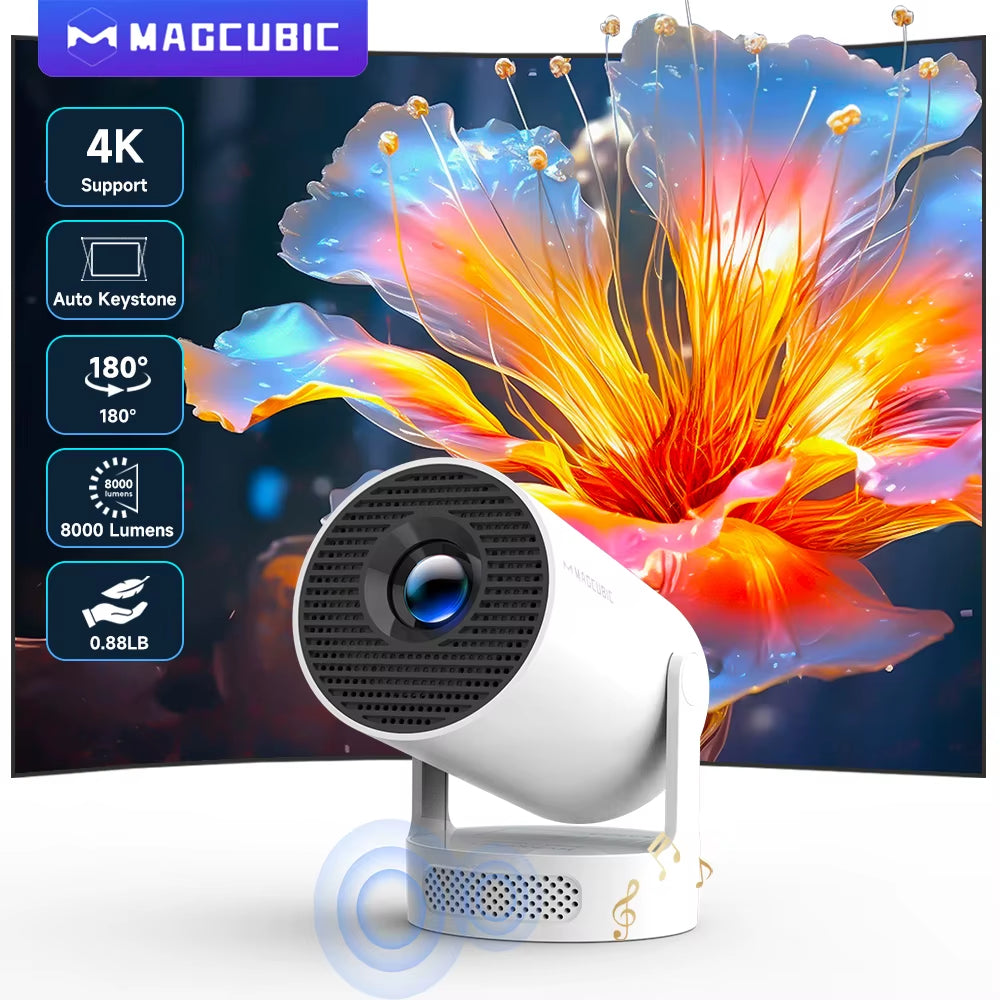Projector Android 11 4K 1280*720P HY300 Pro + Dual Wifi 290ANSI 180°Flexible BT5.0 Cinema Outdoor Portable Projector